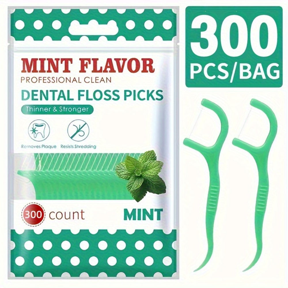 Mint Floss Picks 600 Count – Ultra-Fine Disposable Dental Floss Sticks, Interdental Cleaning, Plaque Removal, Fresh Breath