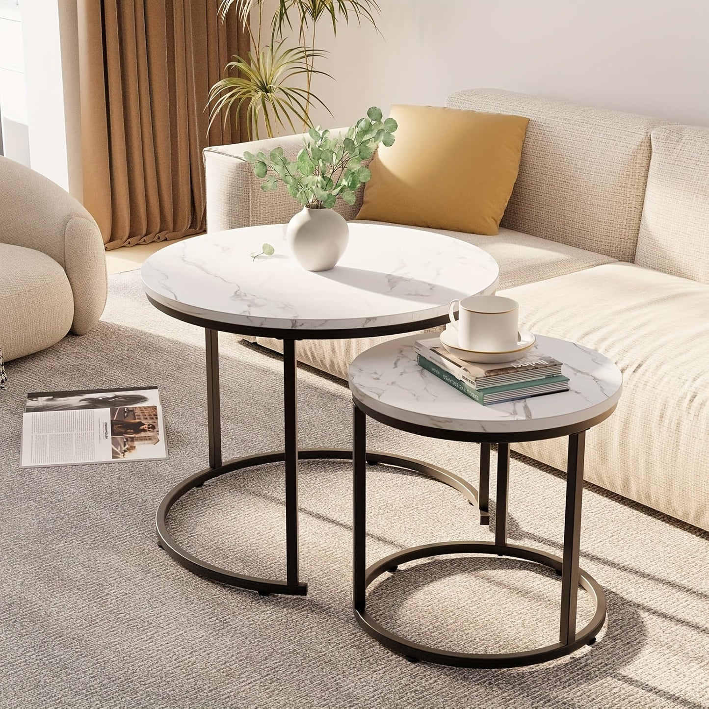 Coffee Table shown in the White Marble + Black option