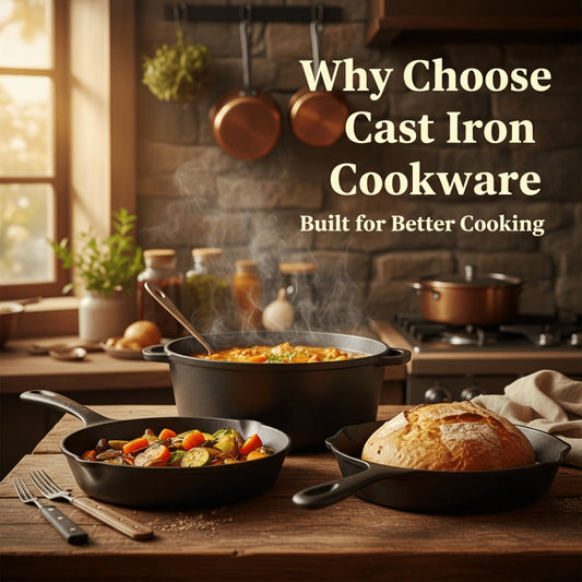 Cast Iron Cookware Set for Kitchen Camping BBQ – Non-Stick Skillet Dutch Pot Frying Pan Baking Tray Griddle Options