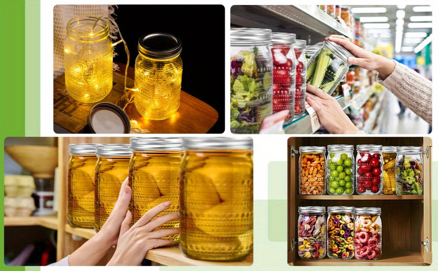 Mason Jars 32 oz Wide Mouth with Lids 4 Pack, Glass Canning Jars for Food Storage, Meal Prep, Pickling