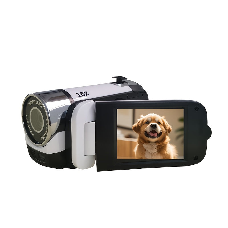 Portable 1080P Digital Camcorder with Rotating Screen & 32G Memory Card, Rechargeable Battery, Selfie Support