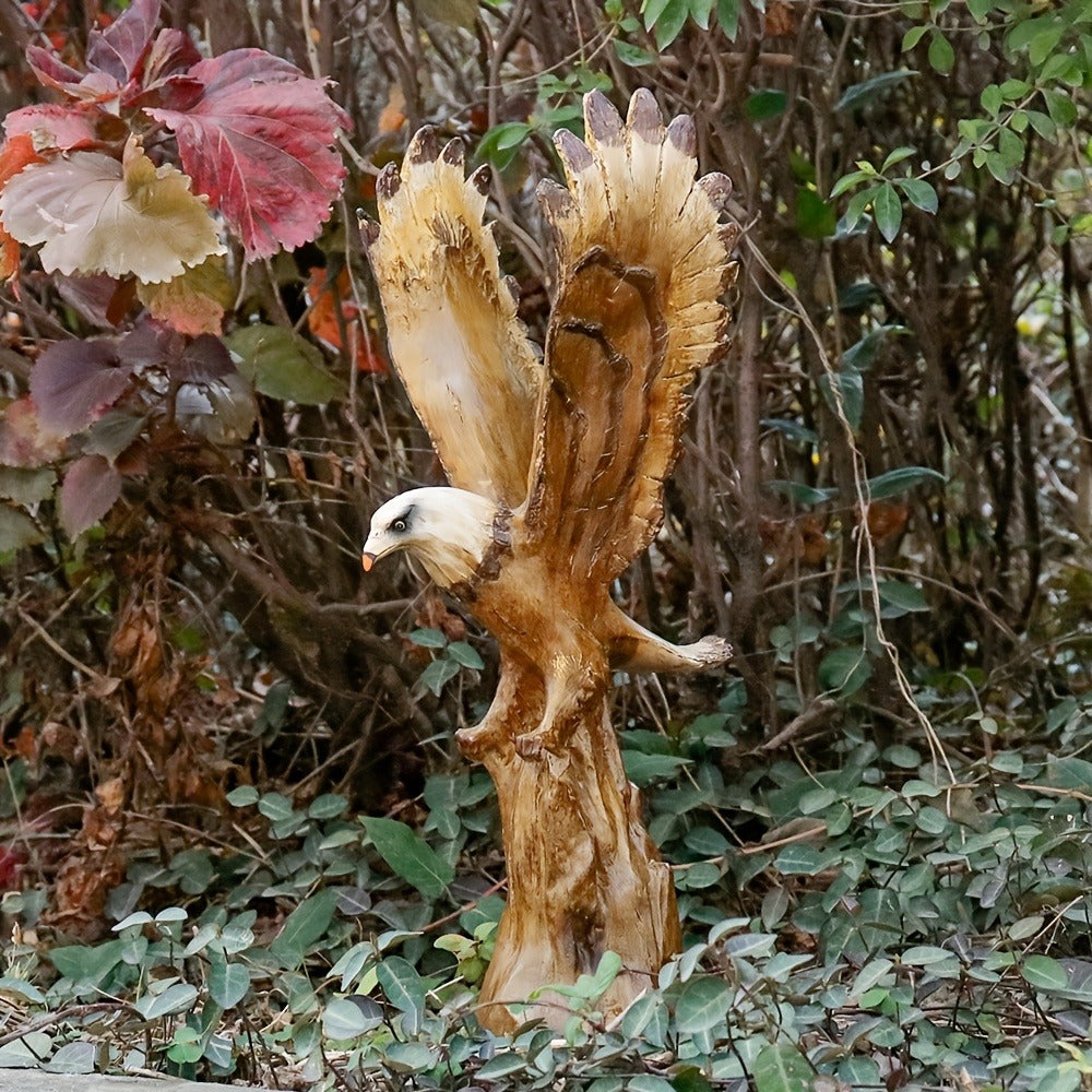 Eagle Statue 15.5-Inch Lifelike Resin Sculpture, Majestic Bald Eagle Figurine for Outdoor Garden, Patio, Yard & Indoor Home Decor