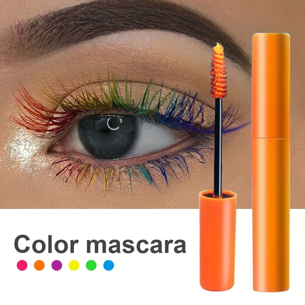 Colorful Mascara Set 6 Vivid Shades – Waterproof Smudge-Proof Curling Volumizing Lash Makeup, Purple Green Red Yellow Orange Blue