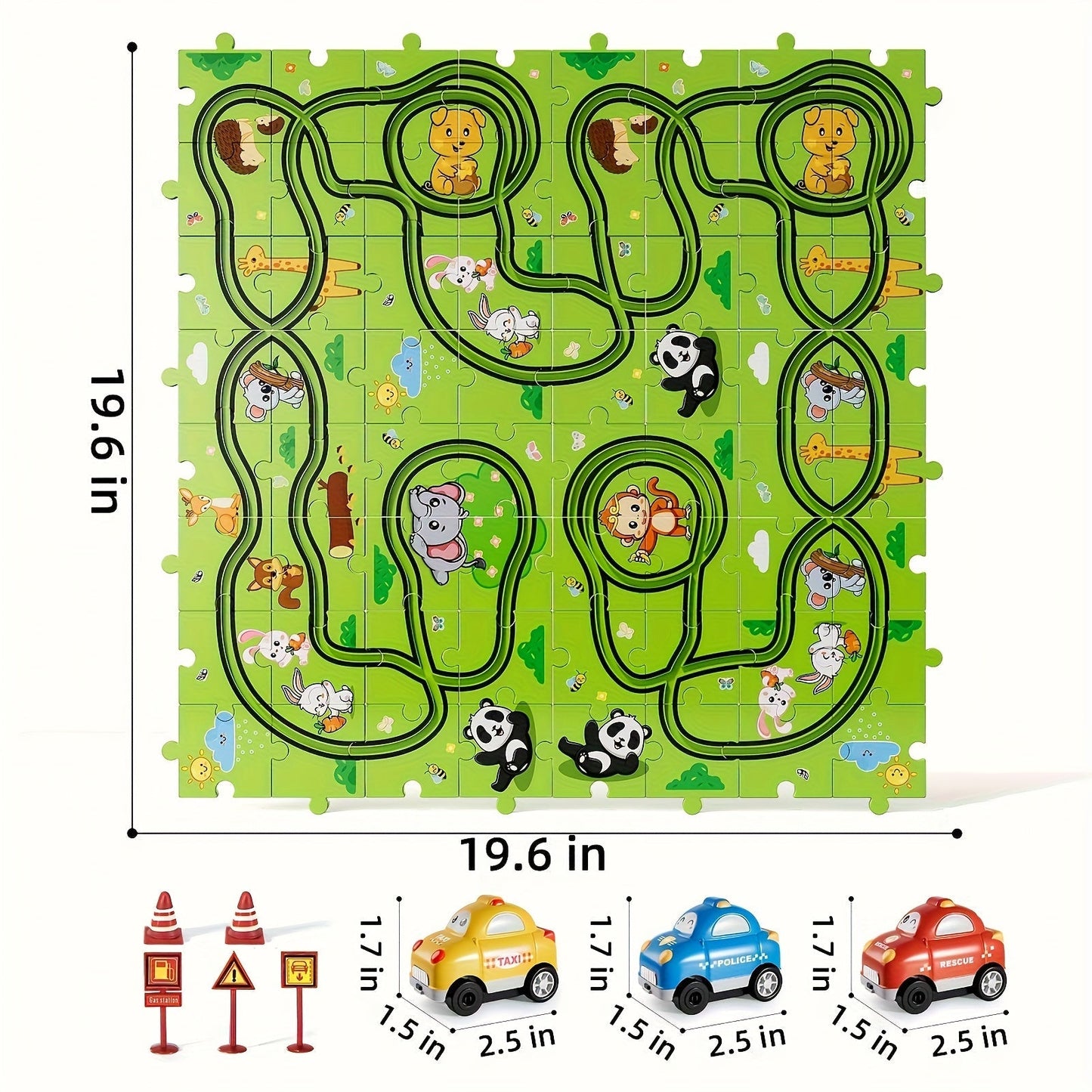 Jigsaw Puzzle Race Track Car Set Toy for Boys Kids, 39 56 73 PCS Flexible Building Track with Toy Cars