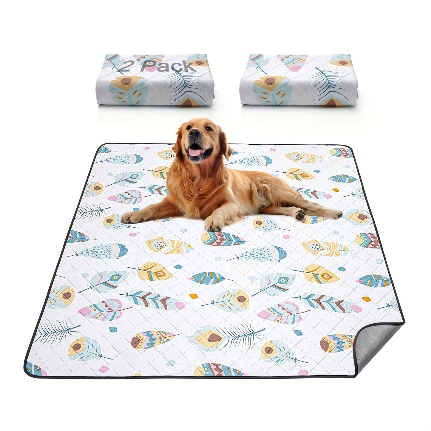 TPU Waterproof Washable Dog Pee Pads 2-Pack – Non-Slip Silicone Bottom, Ultra-Absorbent 4-Layer Whelping Pads | Reusable Puppy Training Pads