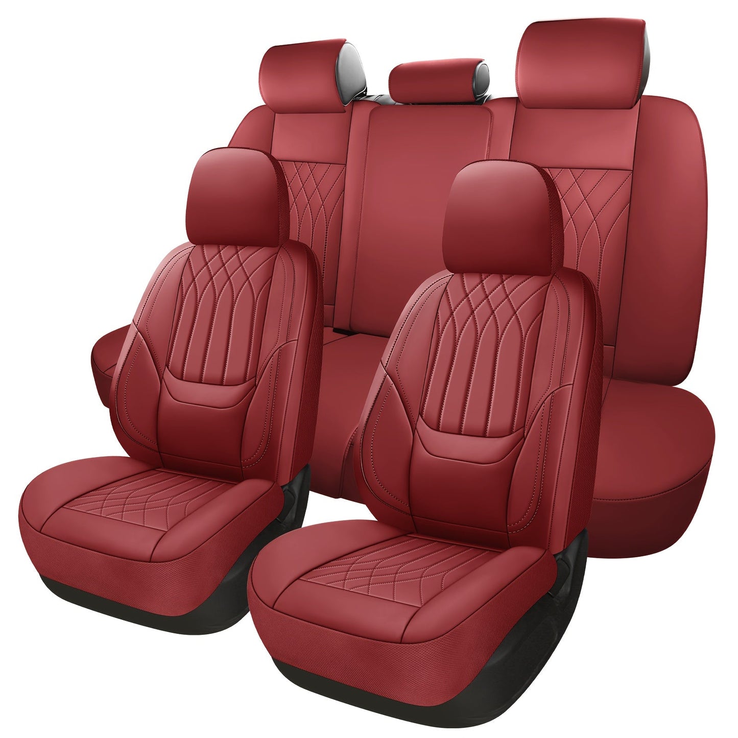 Car Seat Covers PU Leather Full-Coverage Set with Two-Front or Five-Seat Configuration Options