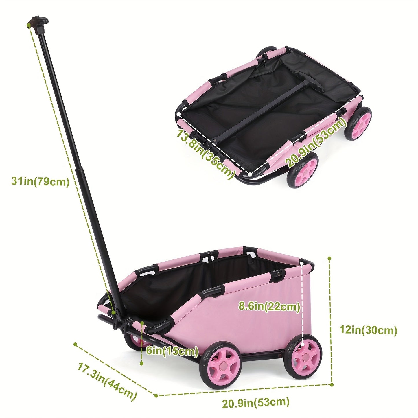 Pet Stroller Foldable 4-Wheel Dog Cat Stroller with Storage Basket – 360° Swivel Front Wheels, Rear Brake