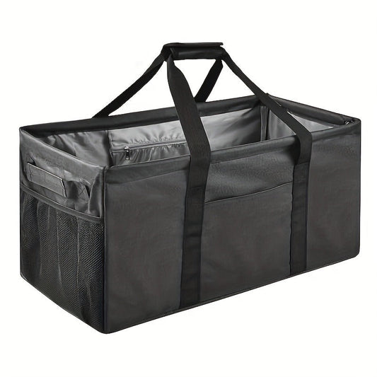 Oversized Canvas Tote Bag with Foldable Body, Multiple Pockets and Black or Pineapple Print