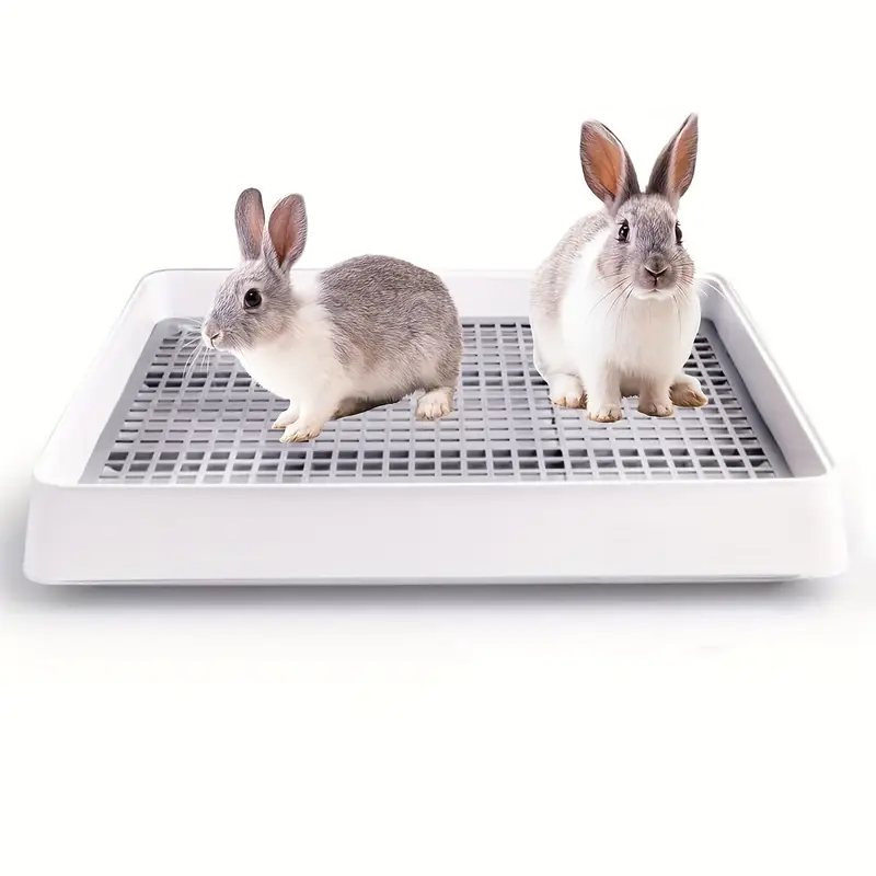 Rabbit Litter Box Large Corner Pet Toilet with Odor Control | Sturdy Easy-Clean Plastic Urine Tray for Rabbits Guinea Pigs & Small Animals |