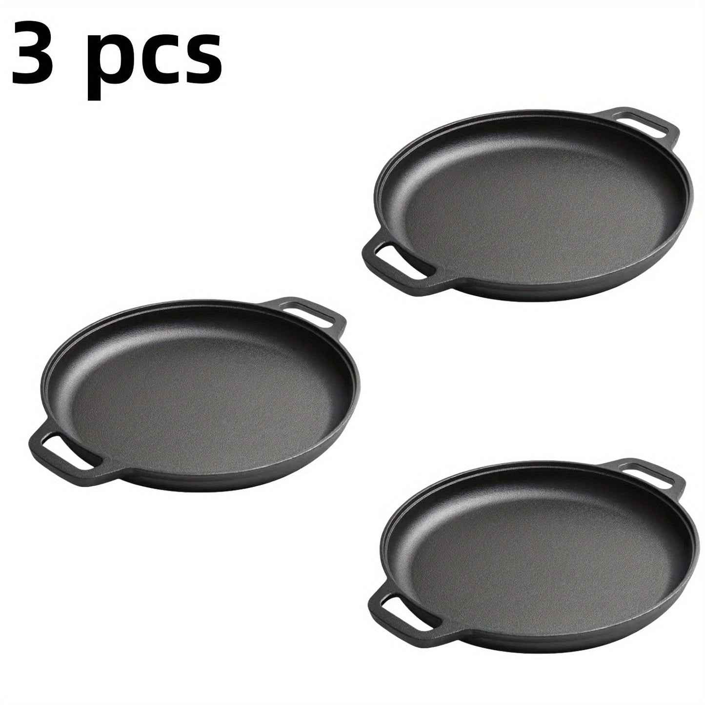 Pre-Seasoned Cast Iron Pan Set – Non-Stick Multifunctional Skillet for Pizza Home Kitchen Outdoor Cooking