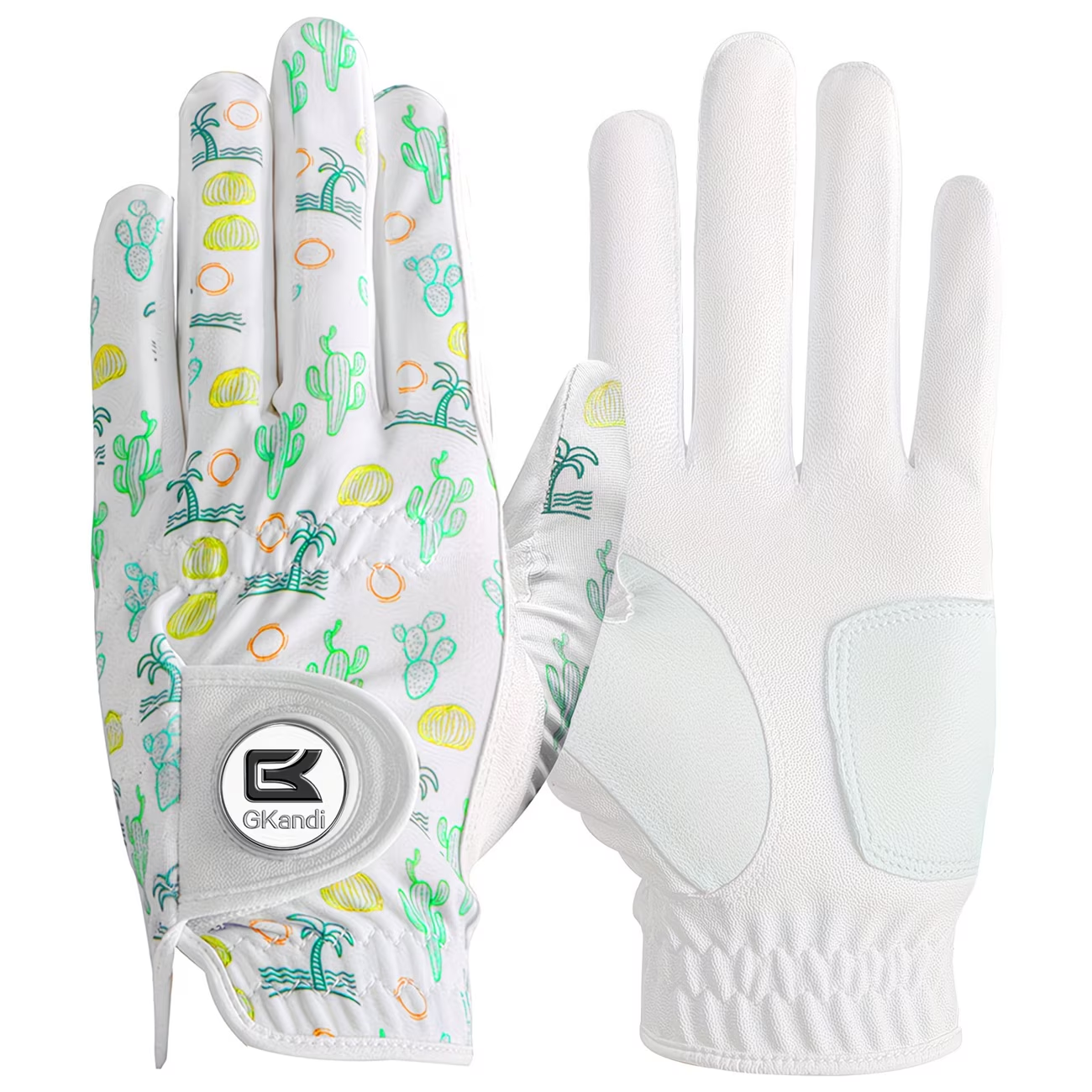 Men's Golf Glove Left Hand with Ball Marker – Breathable All Weather Grip, Hook & Loop Closure, Sizes S M ML L XL, USA Flag, Blue & White