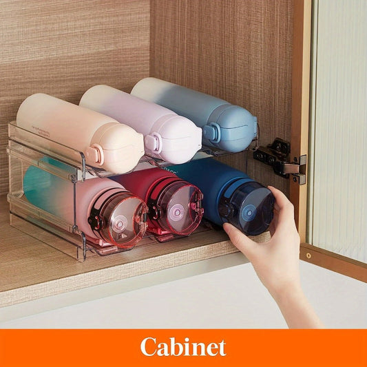 Water Bottle Rack Kitchen Organizer Stackable Plastic Holder with 5, 6, 8, 9, 11 or 12-Bottle Options