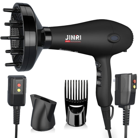 JINRI 1875W Hair Dryer with Three Heat Settings, Two Speeds and One- or Three-Accessory Package Options