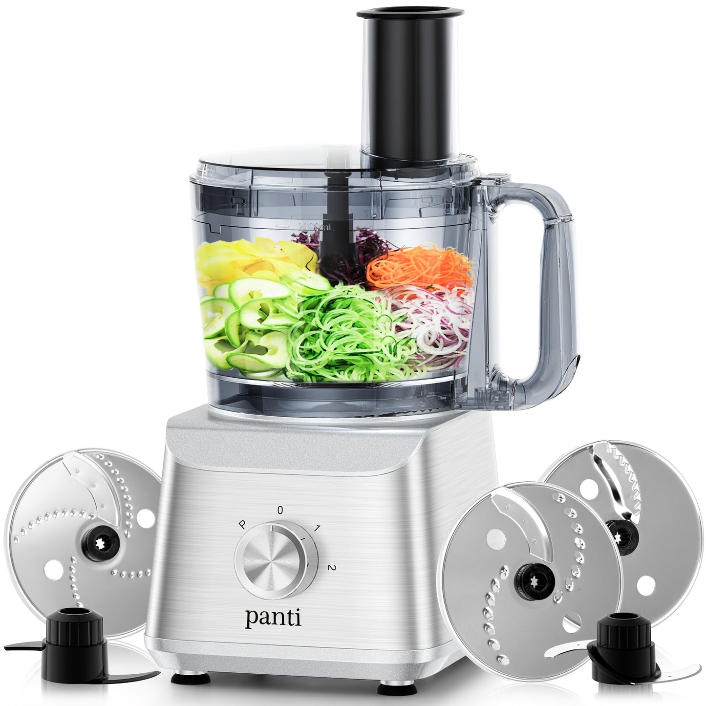Food Processor 600W 6-in-1 Electric Food Chopper 12-Cup Bowl for Chopping Mincing Dicing for Entryways, Bedrooms and Living Spaces