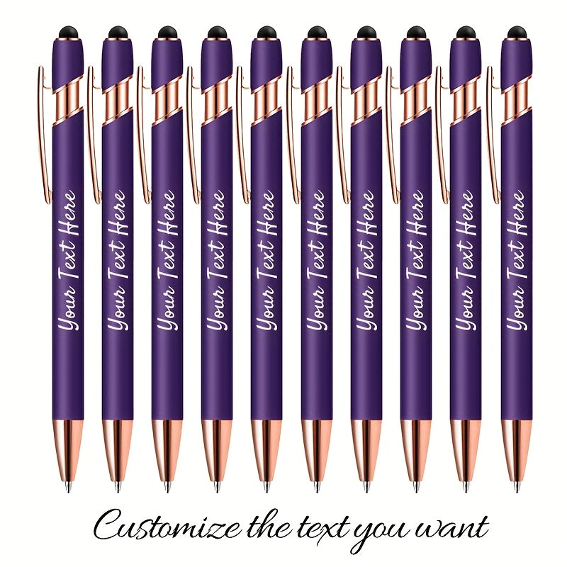 Personalized Metal Ballpoint Pens 10pcs Custom Engraved with Name or Logo - Smooth Black Ink