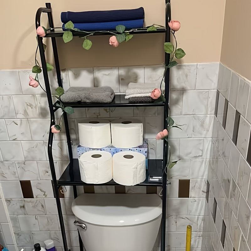 Bathroom Storage Shelf shown in the Black option