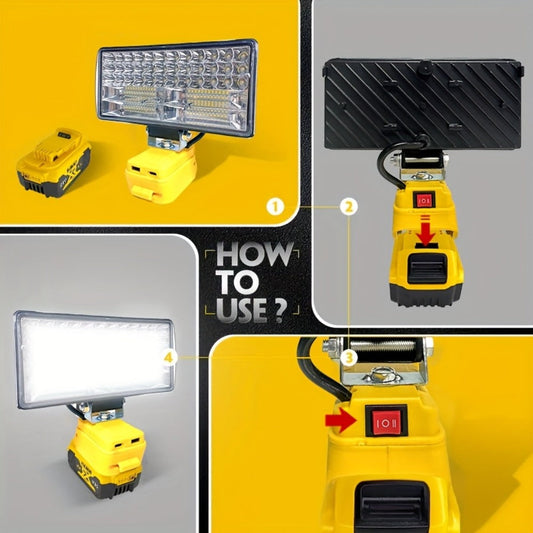 LED Work Light Compatible with DeWalt 20V Battery - 18W/84W Adjustable Floodlight for Entryways, Bedrooms and Living Spaces