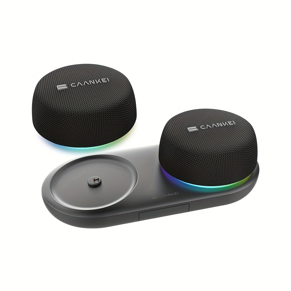 Portable Dual Speaker with Charging Base, Super Long Battery Life, Strong Bass Stereo Surround Sound
