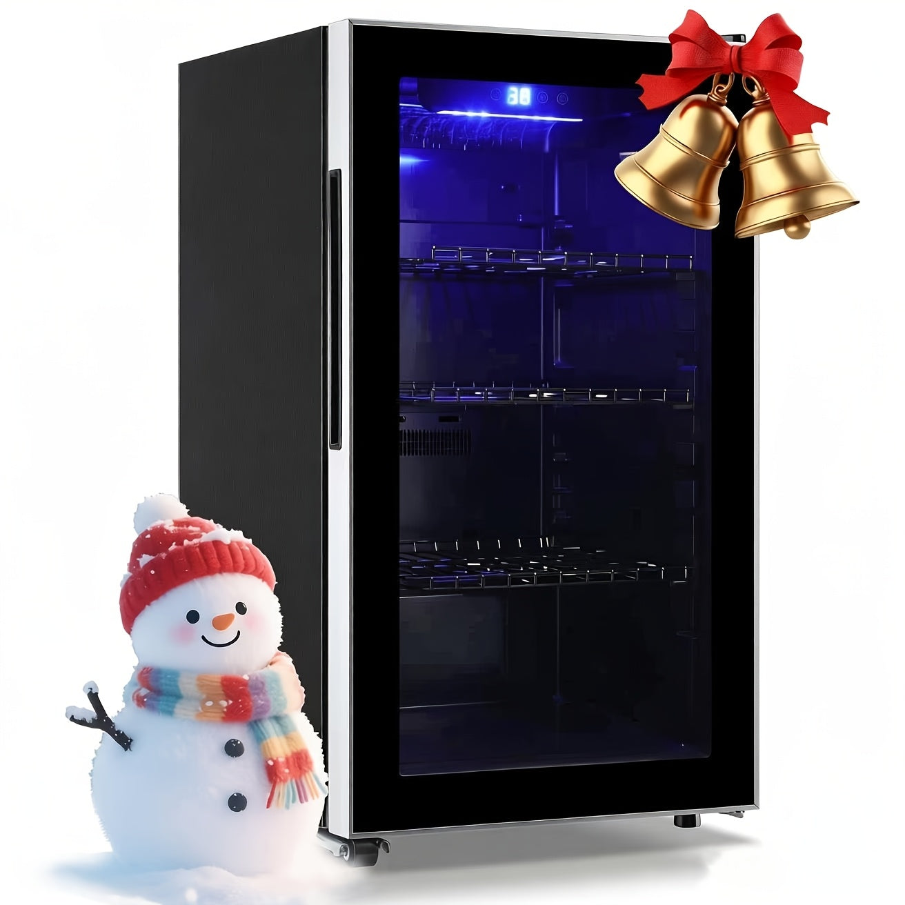 Beverage Refrigerator with Glass Door, Mini Fridge 2.0/3.5/4.0 Cu Ft, LED Lights, Adjustable Shelves
