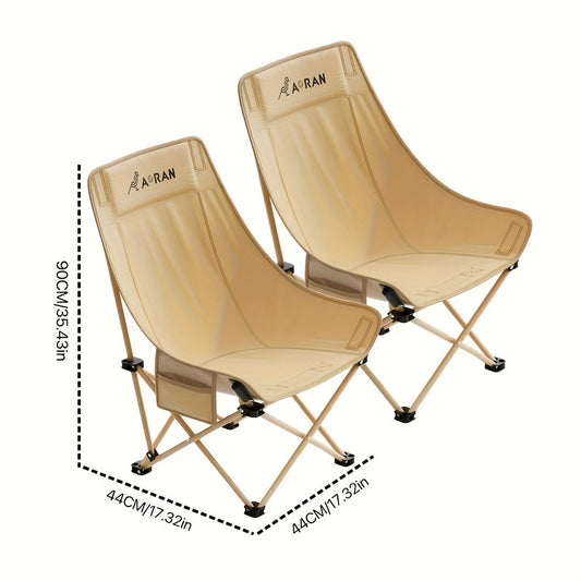Portable Folding Moon Chair High Back 2pcs – Durable Iron Alloy Frame, Lightweight Foldable Camping Chair for Outdoor Leisure, Fishing