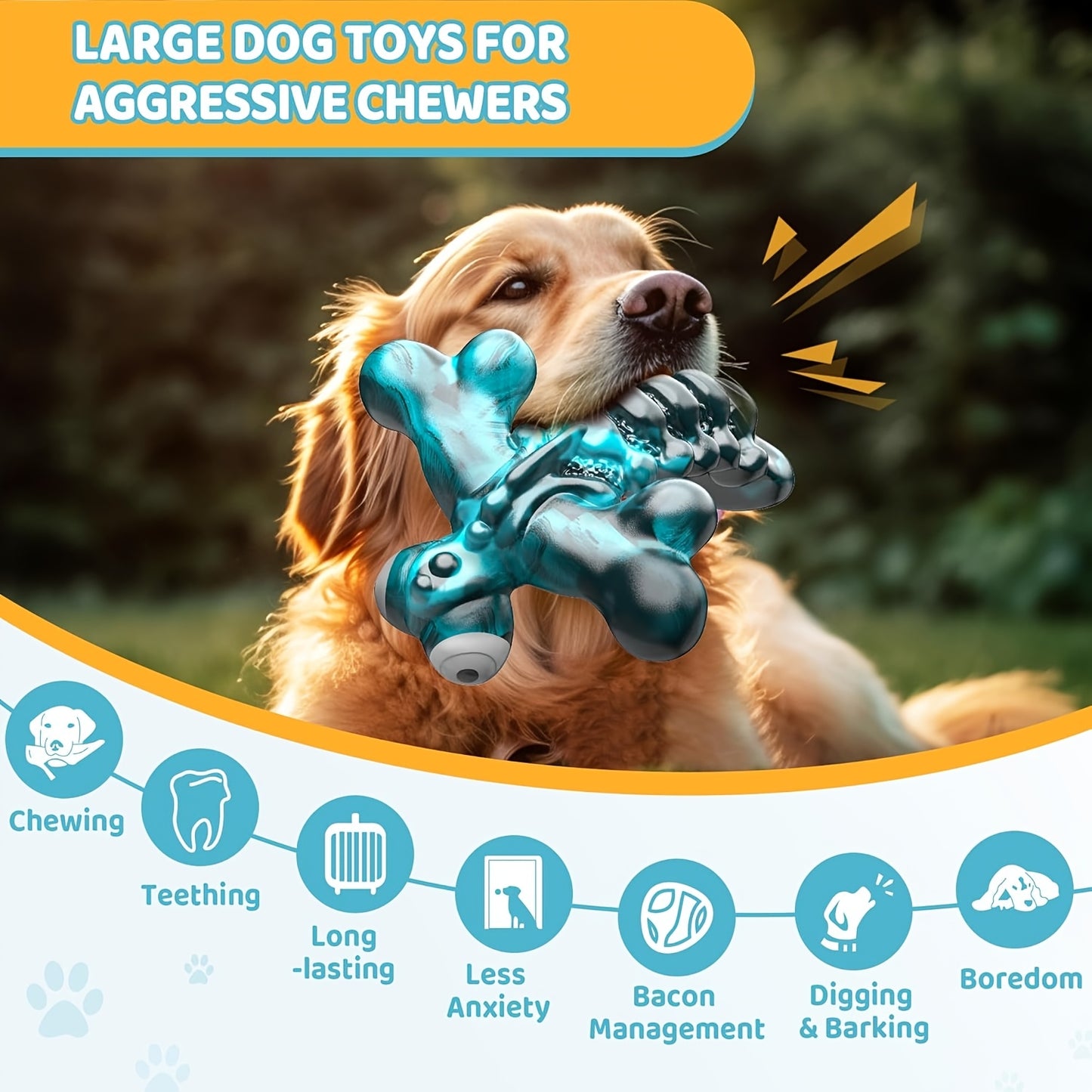 Interactive Dog Chew Toy Indestructible Nylon Bone for Aggressive Chewers – Bacon Flavor Durable Chew Toy for Large Medium Heavy Dogs