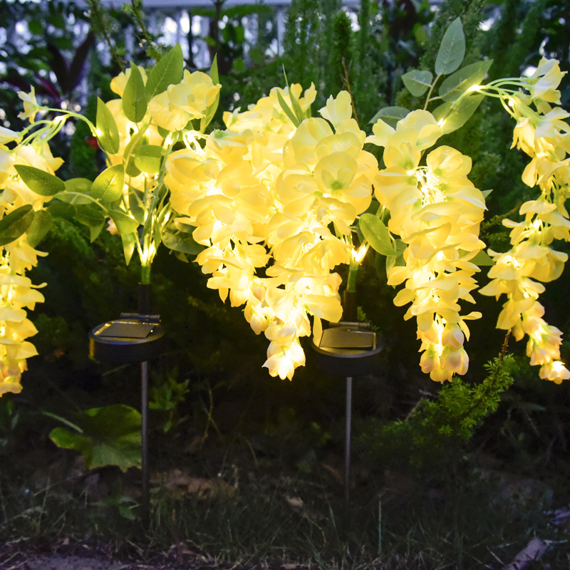 Solar Garden Lights 52-LED Wisteria Flower Stake with Two Modes and Six Color Options for Patio