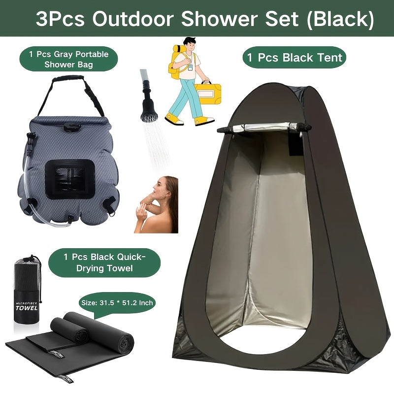 Pop-Up Privacy Tent with Portable Camping Toilet for Adults, Foldable Outdoor Shower Changing Potty Tent Kit with 12 Toilet Bags
