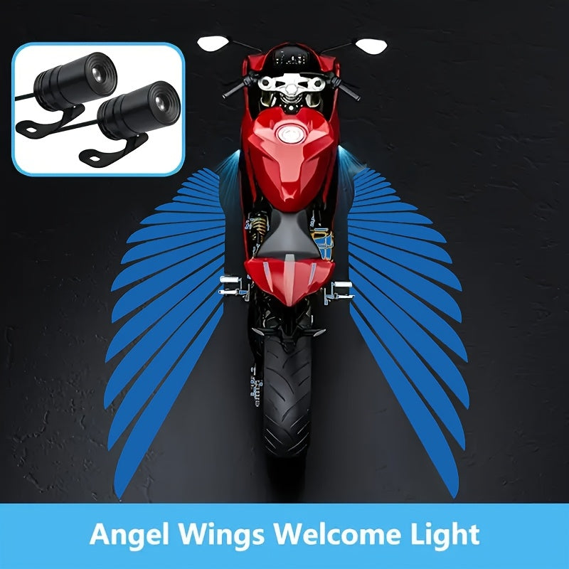 LED Angel Wing Motorcycle Projection Light Ground Shadow Decorative Atmosphere Light for Motorcycles Scooters Night Riding Visibility