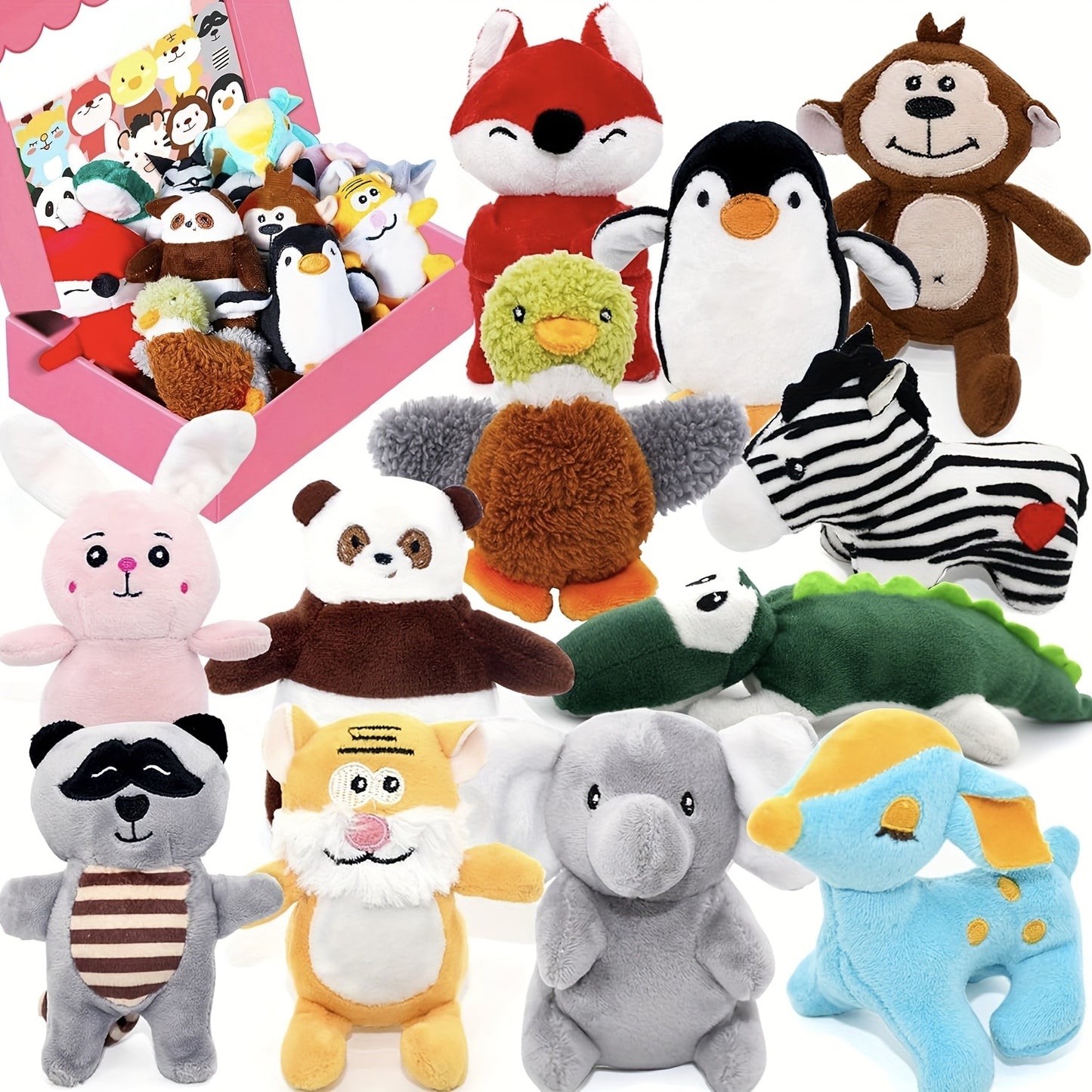 Dog Squeaky Toys 12 Pack Stuffed Animal Plush Puppy Toys with Gift Box – Soft Chew Toys for Small to Medium Dogs