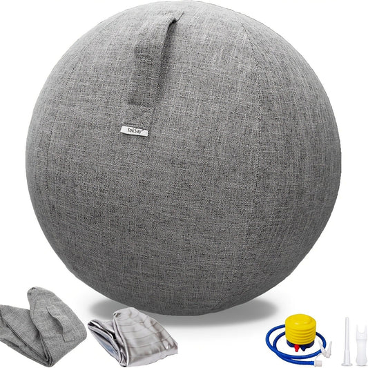 Fitness Equipment 65cm Exercise Ball with Fitted Fabric Cover Carry Handle Pump and Two Colors