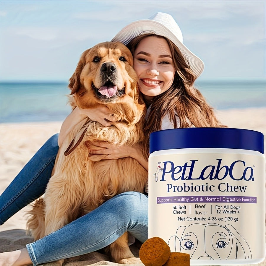 Dog Probiotic & Prebiotic Chewable Treats with Natural Ingredients – Supports Gut Health & Quality of Life for All Breeds