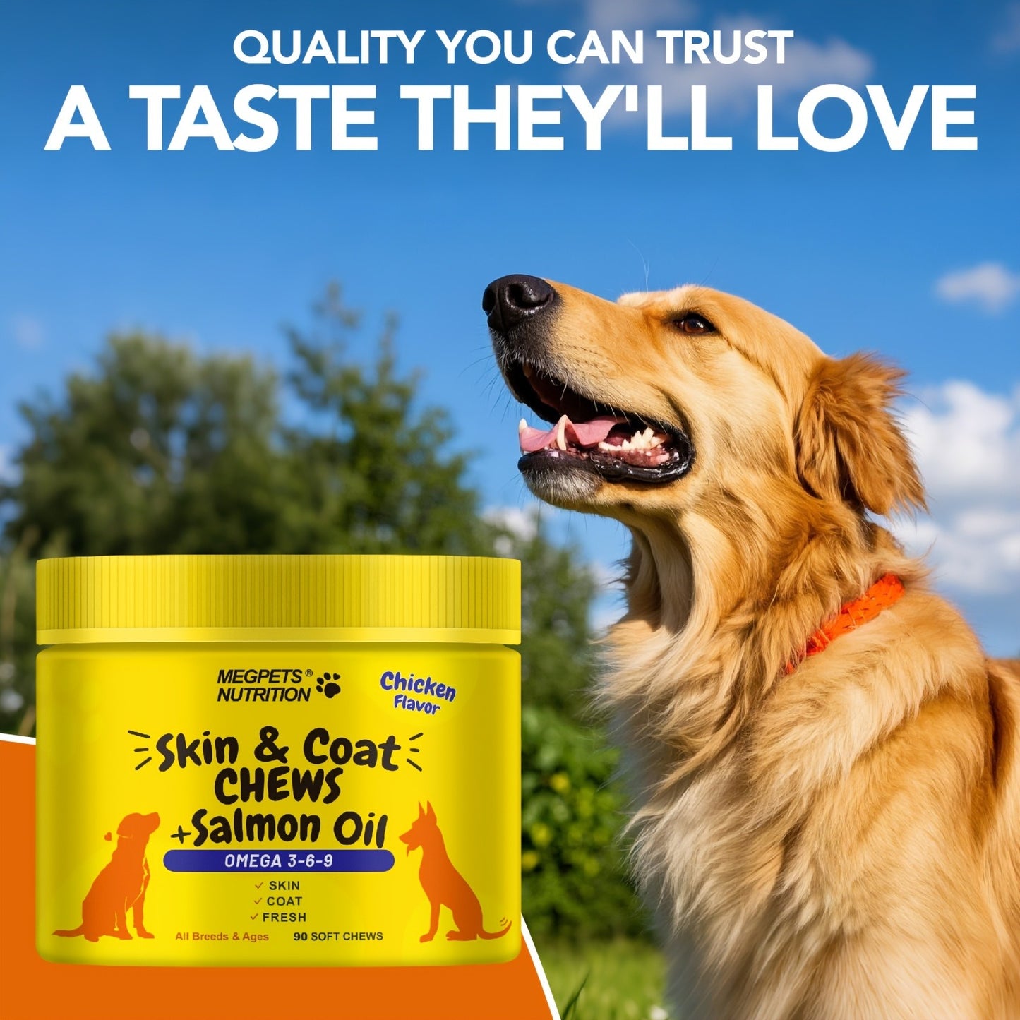 Omega 3 Dog Chews 90ct – 90-Day Supply Skin, Coat & Ear Care Supplement with Probiotics for Itchy Relief, All Ages