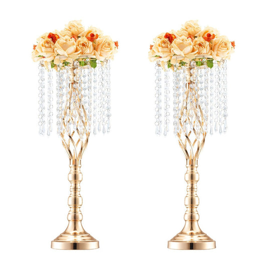 Wedding Flower Stand Vase Gold Crystal Centerpiece Tall Floral Stand for Party Table Decor for Entryways, Bedrooms and Living Spaces