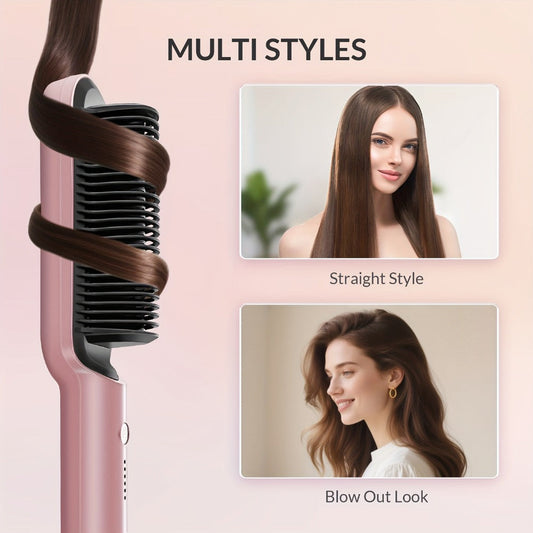 Hair Straightener & Curling Iron Set for Women, Flat Iron Straightening Brush, Anti-Scald, Precise Temperature Control