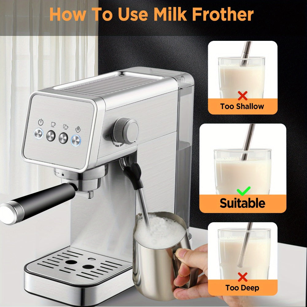 Espresso Machine 20 Bar with Steam Milk Frother, Compact Stainless Steel Espresso Maker, 40oz Removable Water Tank