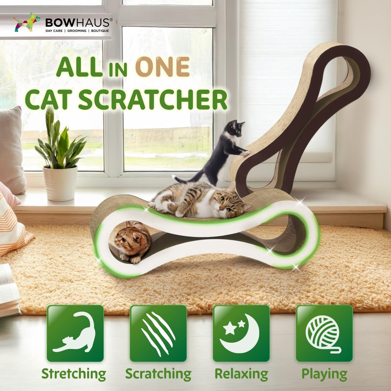 Cat Scratcher Lounger Large Infinity Reversible Cardboard Scratching Pad Board for Indoor Cats, 5-Layer High-Density Cat Scratch Bed