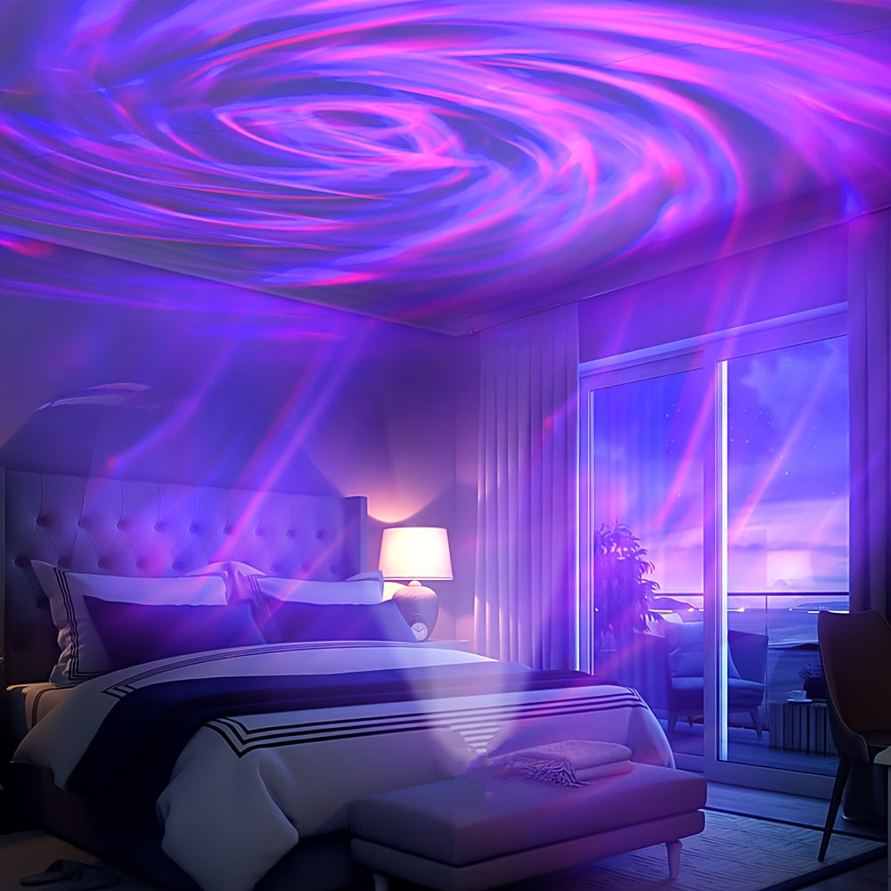 Aurora Borealis Projector Night Light 4-in-1 USB, Star Galaxy Ocean Wave & Spiral Aurora Modes