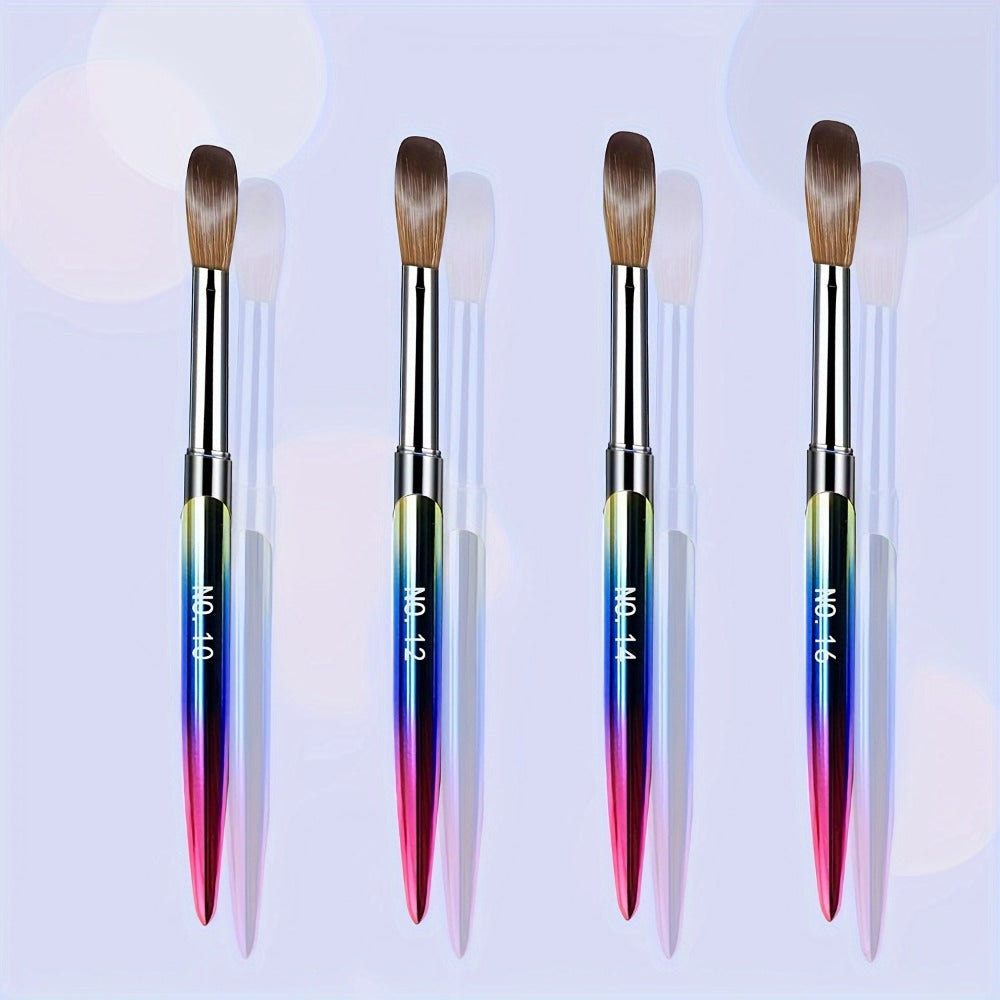 Kolinsky Acrylic Nail Brush Set 4Pcs – Sizes 10 12 14 16 for Acrylic Powder Application, Nail Extensions & 3D Nail Art Carving