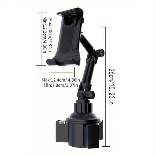 Car Cup Holder Phone & Tablet Mount – Adjustable Angle Multi-Functional Universal Vehicle Mount for Smartphones and Tablets | Durable Cup
