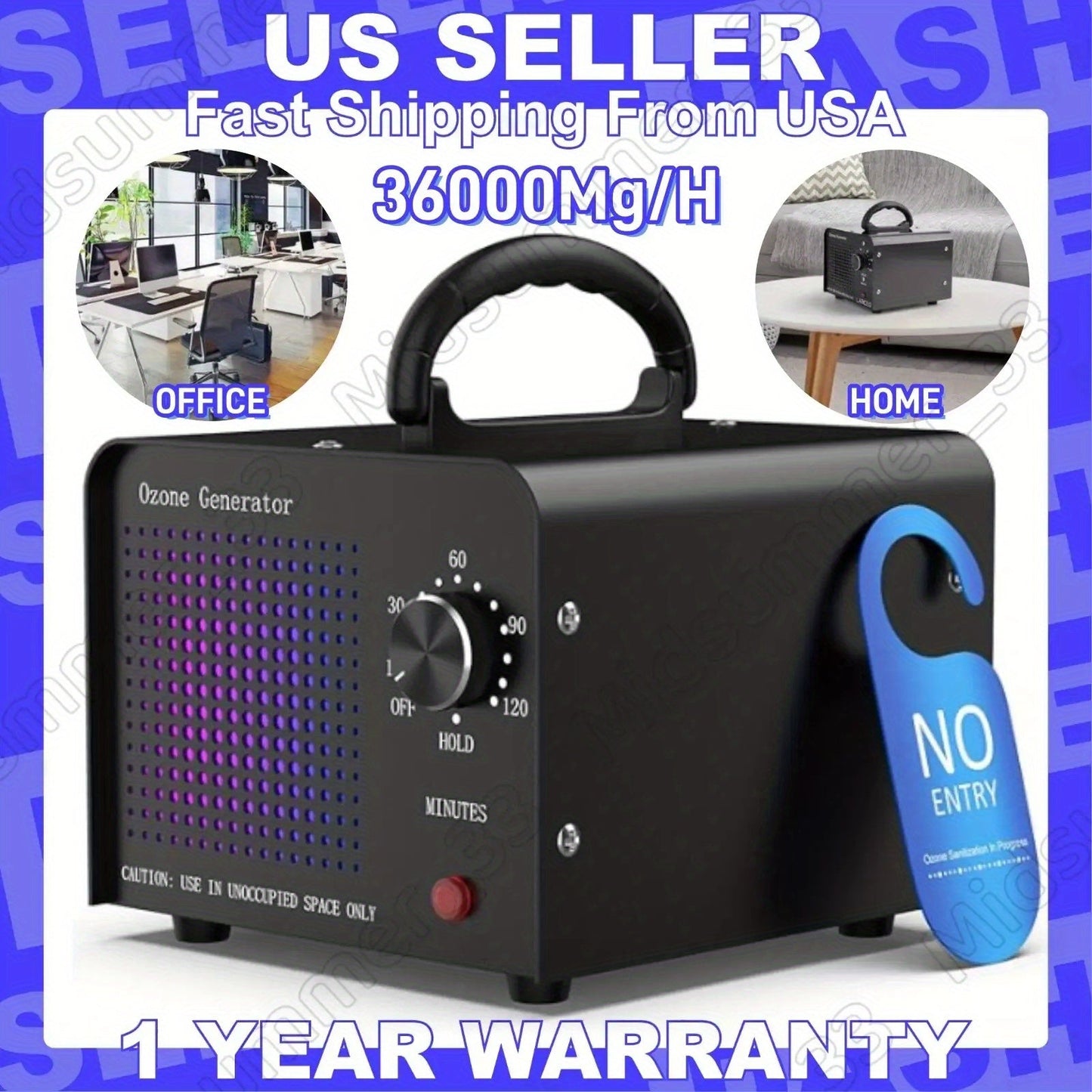 Ozone Generator 40, 000mg/h Commercial Odor Eliminator, O3 Ionizer Air Purifier Deodorizer with Timer for Home