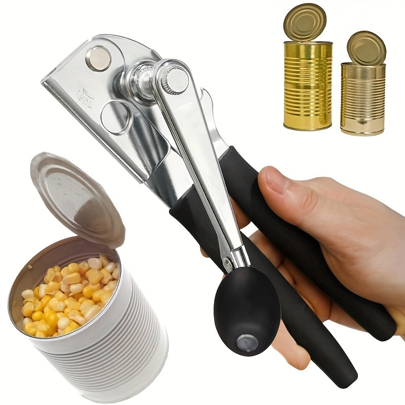 Manual Can Opener Stainless Steel Commercial Grade with Handle Dual Can and Bottle Opener for Restaurant and Home Kitchen Use