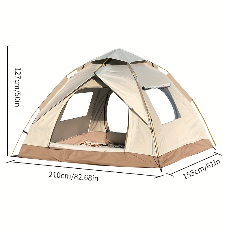 Camping Tent Automatic Pop-Up with Double Doors, Polyester Body and Four Size-Window Configurations