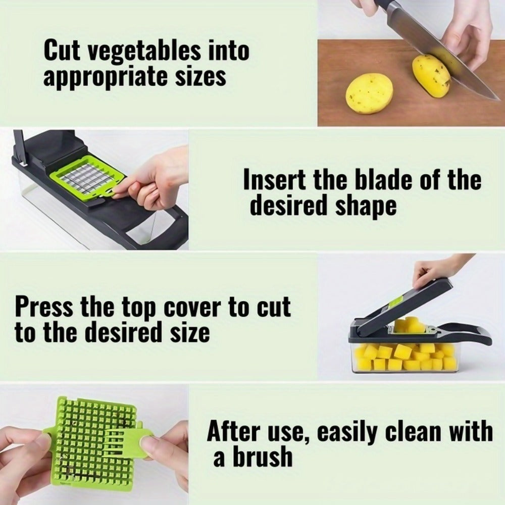 Vegetable Chopper 18-in-1 Upgraded Mandoline Slicer – Professional Onion Chopper Food Dicer Cutter with Container