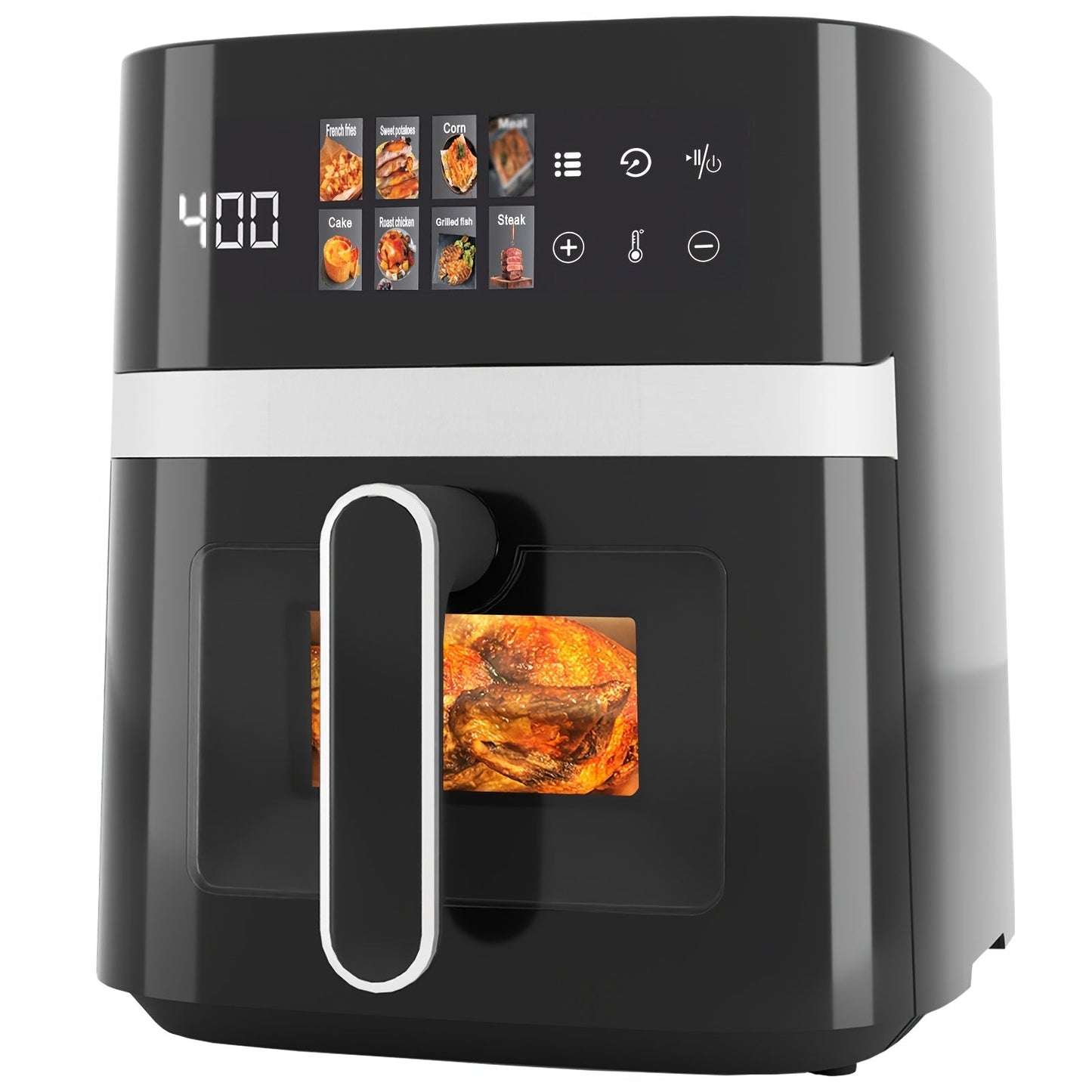 6 Quart Air Fryer with 8 Preset Functions – 6-in-1 Large Capacity Air Fryer Oven with Smart Cook Program, Stainless Steel Rack