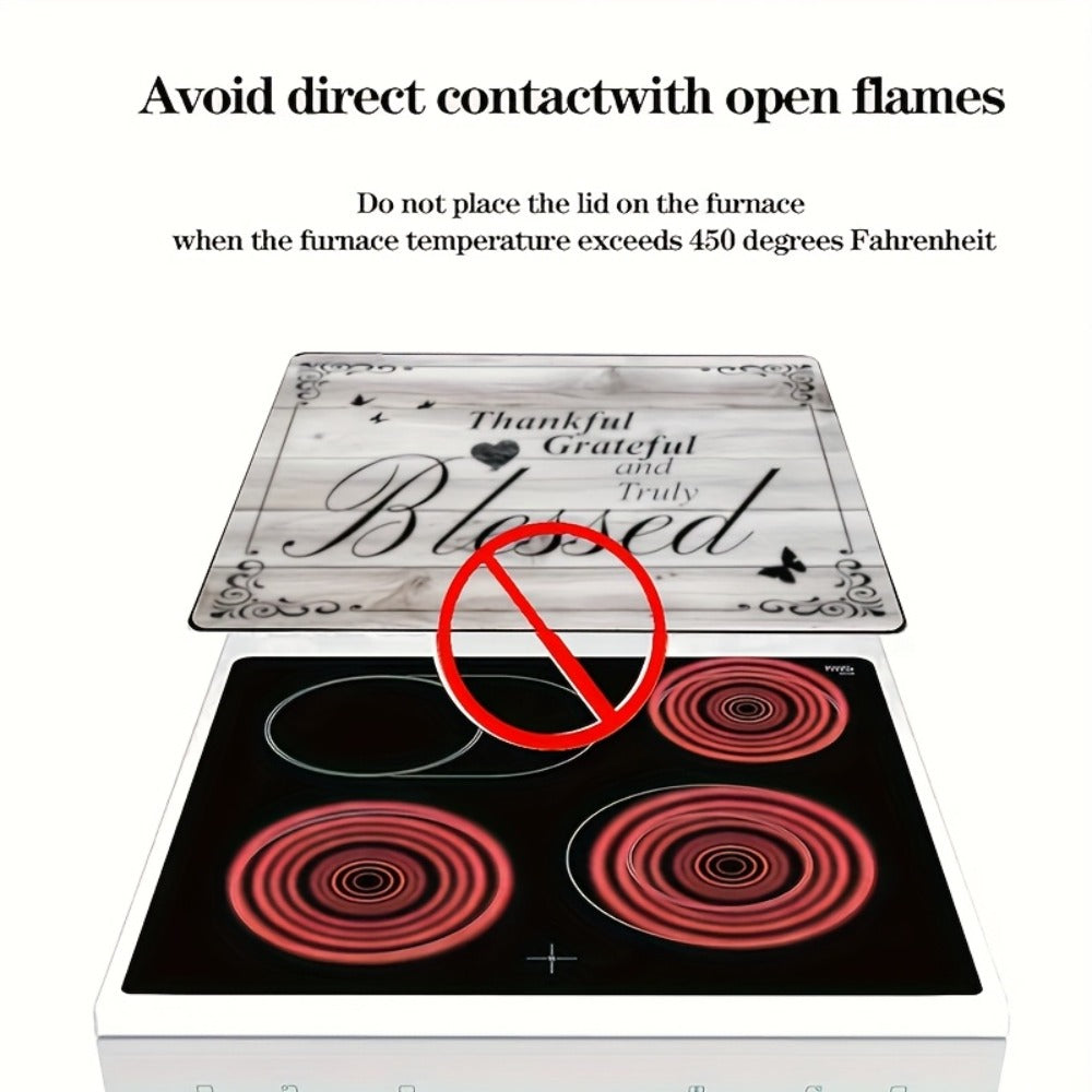 Stove Top Cover Heat Resistant Scratch-Proof 28.5x20.5" – Thankful Grateful Blessed Kitchen Decor Glass Protector Mat for Cooktops