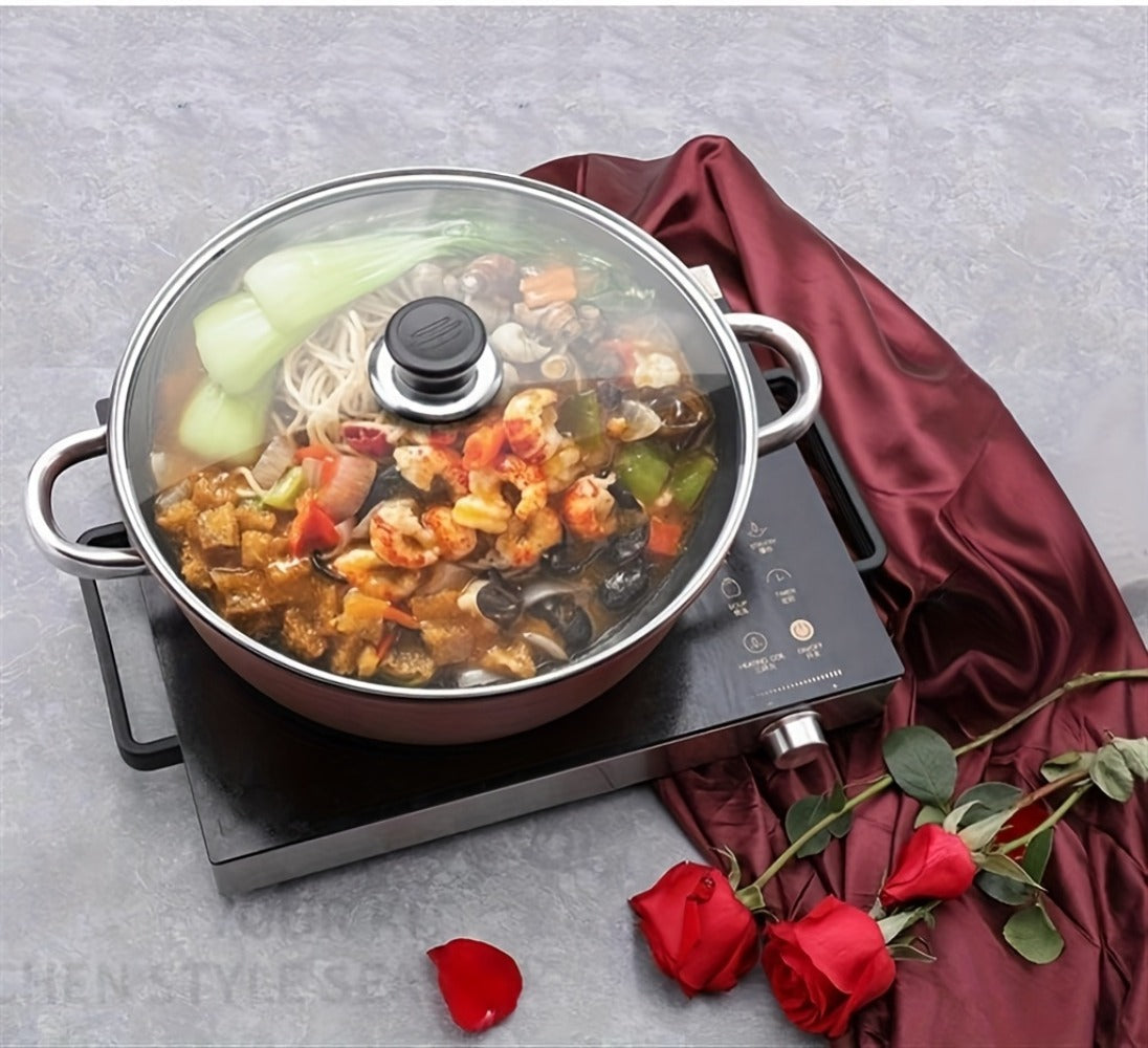 Nonstick Stock Pot with Lid 10 Inch Stone Derived Coating Iron Core Even Heating Induction for Entryways, Bedrooms and Living Spaces