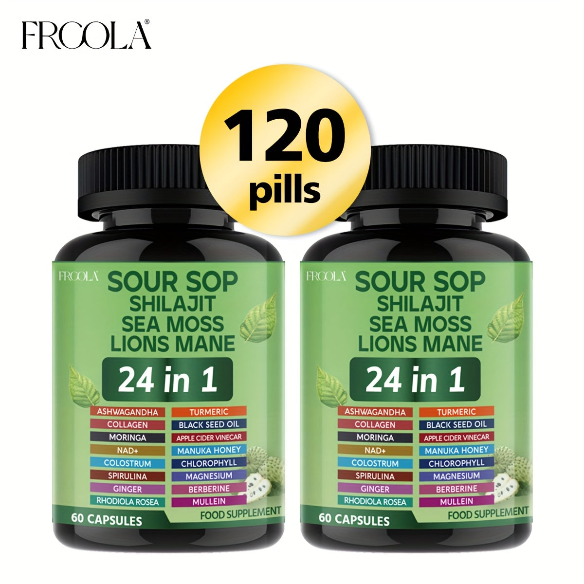 Sea Moss Capsules 24-in-1 Superfood Blend 2238mg with Soursop Shilajit Lion's Mane Graviola