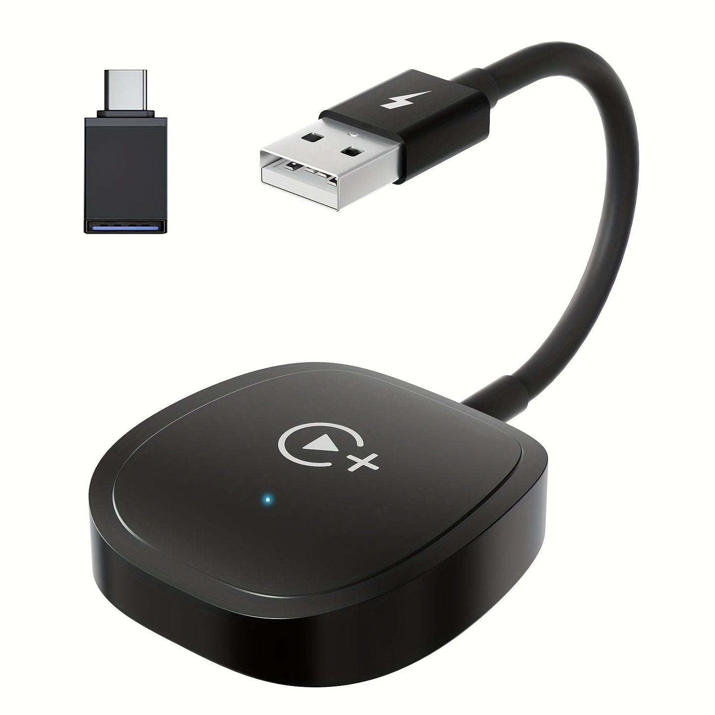 Cable-Attached Wireless CarPlay or Android Auto Adapter with Three Checkout Identities Pictured
