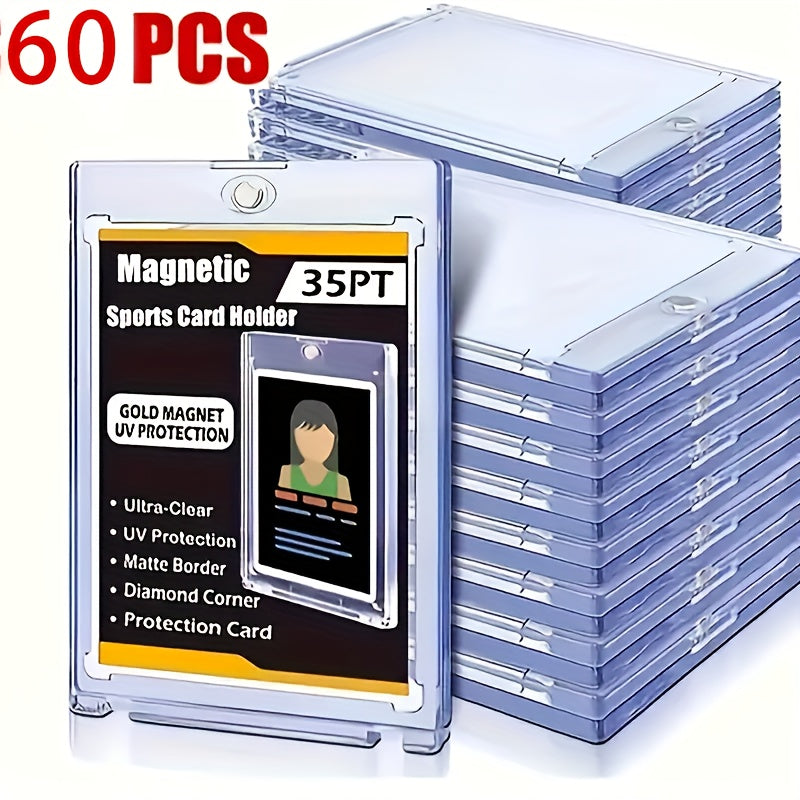 30pt Magnetic Card Holders 30/60 Pack ā Clear Hard Plastic One-Touch Trading Card Cases, Protective Display Holders for Baseball, Sports