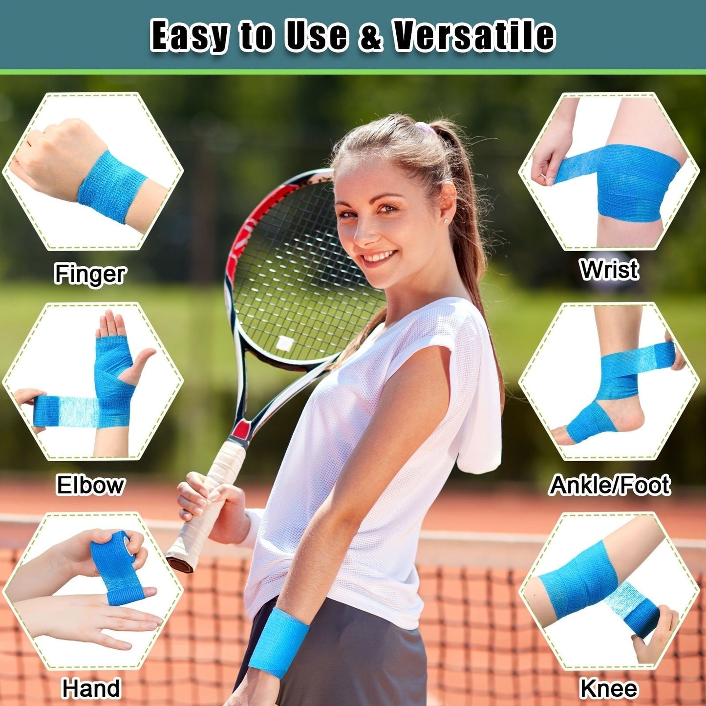 Cohesive Bandage Wrap 100 Rolls – 2 Inch x 5 Yards Self-Adhesive Elastic Athletic Tape for Wrist, Ankle & Sports Support | Non-Woven Medical
